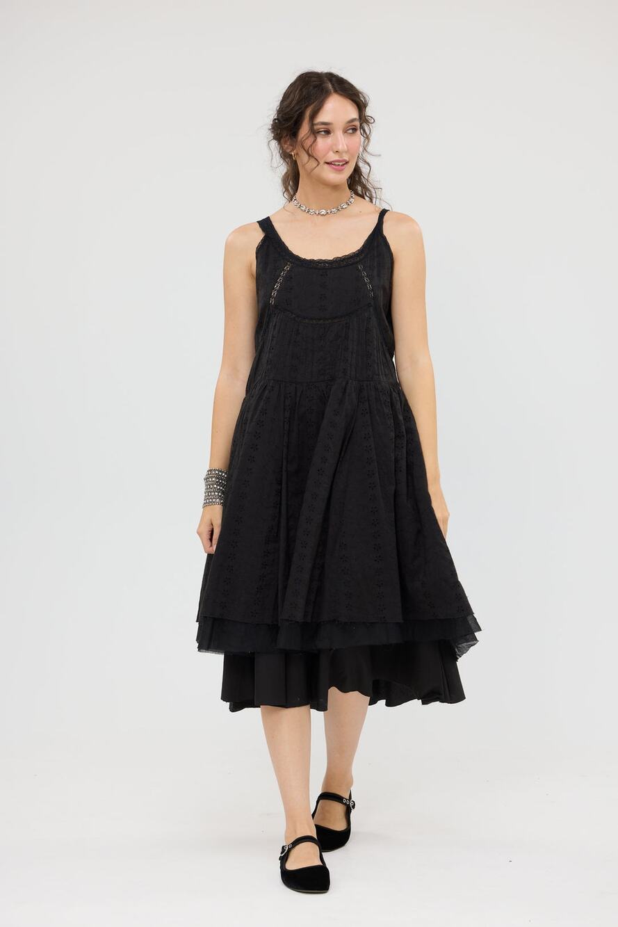 Miss Rose Sister Violet Eyelet Layered Cinderella Dress Black S/M Dark Romantic